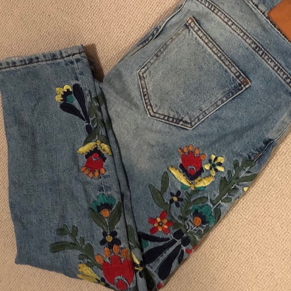 embroidered zara jeans - Picture 1 of 4